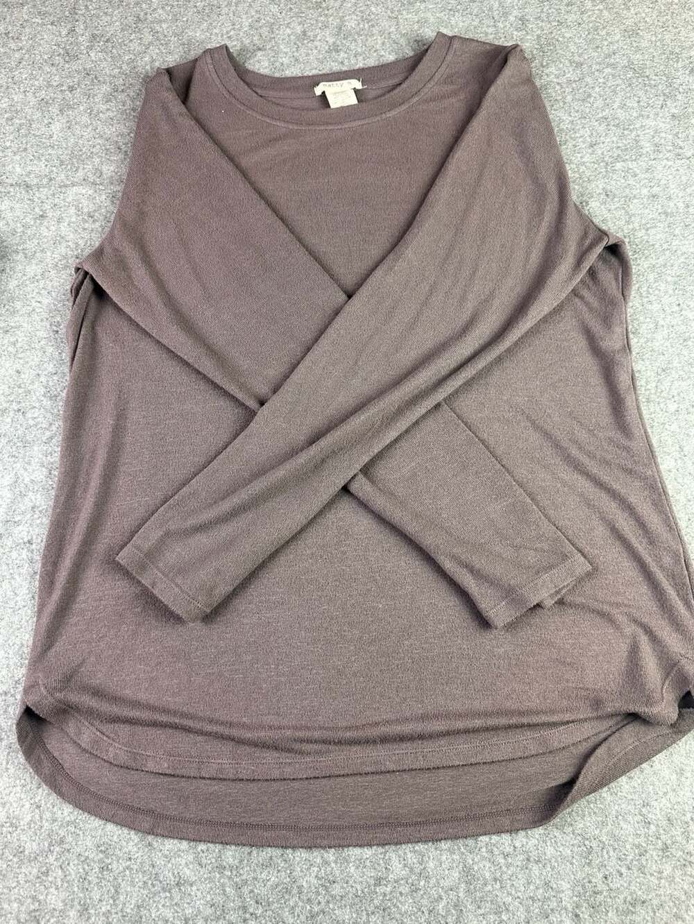 matty m Long Sleeve Crew Neck Thermal Knit Top Brown Size L